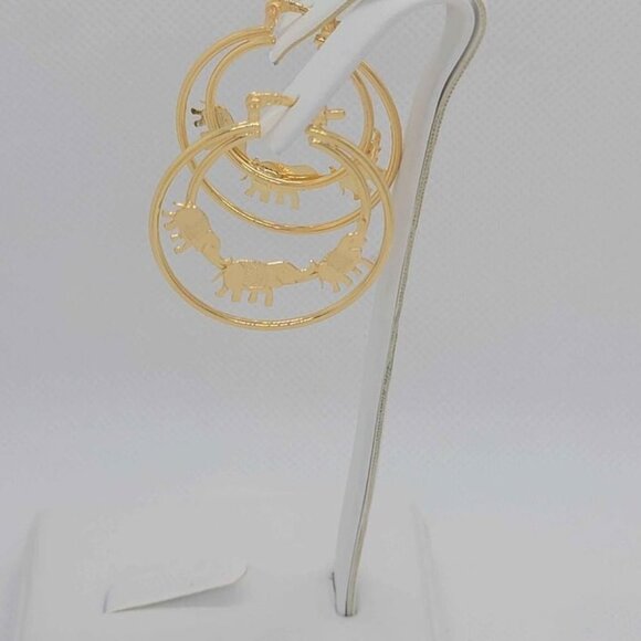 Brazilian 18k Gold filled 3 Elephants Earrings - Picture 3 of 4